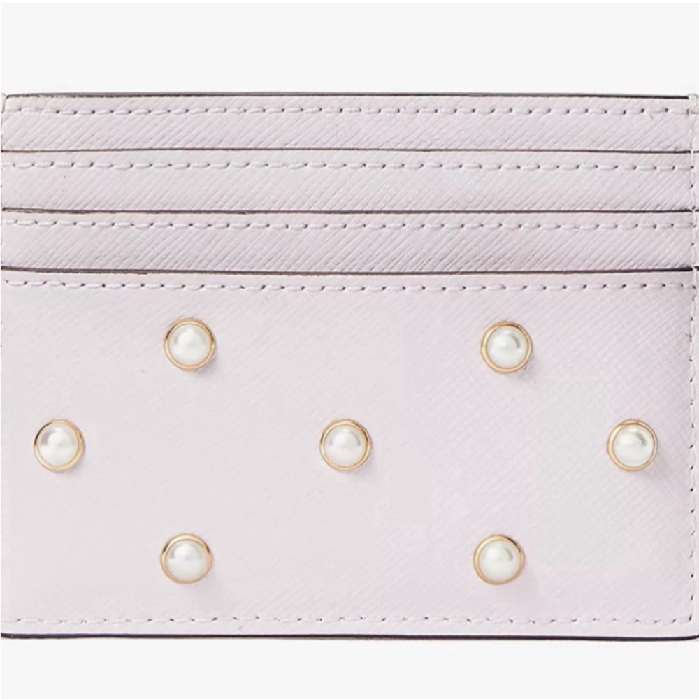Kate Spade Madison Studded Faux Pearls Small Slim Card Holder, Lilac Moon - Picture 7 of 10